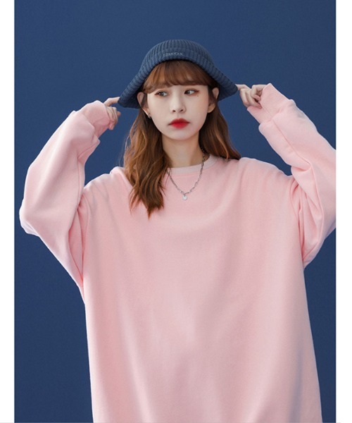 Ressaca（レサーカ）の「オーバーサイズ プルオーバー ビッグスウェットトレーナー（スウェット・レディース・ホワイト/ブラック/パープル/グレー/レッド/サックスブルー/ピンク/ブルー/グリーン/ライトベージュ/チャコール・M/L/XL）」の10枚目の写真