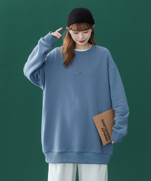 Ressaca（レサーカ）の「オーバーサイズ プルオーバー ビッグスウェットトレーナー（スウェット・レディース・ホワイト/ブラック/パープル/グレー/レッド/サックスブルー/ピンク/ブルー/グリーン/ライトベージュ/チャコール・M/L/XL）」の8枚目の写真