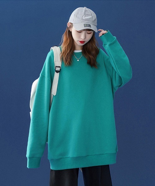 Ressaca（レサーカ）の「オーバーサイズ プルオーバー ビッグスウェットトレーナー（スウェット・レディース・ホワイト/ブラック/パープル/グレー/レッド/サックスブルー/ピンク/ブルー/グリーン/ライトベージュ/チャコール・M/L/XL）」の6枚目の写真