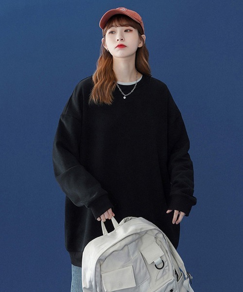 Ressaca（レサーカ）の「オーバーサイズ プルオーバー ビッグスウェットトレーナー（スウェット・レディース・ホワイト/ブラック/パープル/グレー/レッド/サックスブルー/ピンク/ブルー/グリーン/ライトベージュ/チャコール・M/L/XL）」の17枚目の写真