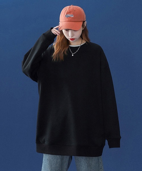 Ressaca（レサーカ）の「オーバーサイズ プルオーバー ビッグスウェットトレーナー（スウェット・レディース・ホワイト/ブラック/パープル/グレー/レッド/サックスブルー/ピンク/ブルー/グリーン/ライトベージュ/チャコール・M/L/XL）」の18枚目の写真