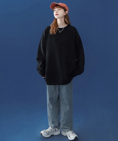 Ressaca（レサーカ）の「オーバーサイズ プルオーバー ビッグスウェットトレーナー（スウェット・レディース・ホワイト/ブラック/パープル/グレー/レッド/サックスブルー/ピンク/ブルー/グリーン/ライトベージュ/チャコール・M/L/XL）」の19枚目の写真