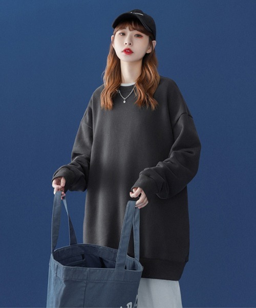 Ressaca（レサーカ）の「オーバーサイズ プルオーバー ビッグスウェットトレーナー（スウェット・レディース・ホワイト/ブラック/パープル/グレー/レッド/サックスブルー/ピンク/ブルー/グリーン/ライトベージュ/チャコール・M/L/XL）」の22枚目の写真