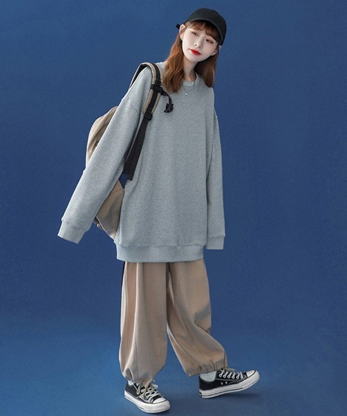 Ressaca（レサーカ）の「オーバーサイズ プルオーバー ビッグスウェットトレーナー（スウェット・レディース・ホワイト/ブラック/パープル/グレー/レッド/サックスブルー/ピンク/ブルー/グリーン/ライトベージュ/チャコール・M/L/XL）」の13枚目の写真