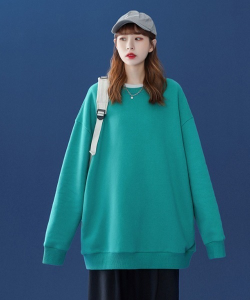 Ressaca（レサーカ）の「オーバーサイズ プルオーバー ビッグスウェットトレーナー（スウェット・レディース・ホワイト/ブラック/パープル/グレー/レッド/サックスブルー/ピンク/ブルー/グリーン/ライトベージュ/チャコール・M/L/XL）」の20枚目の写真