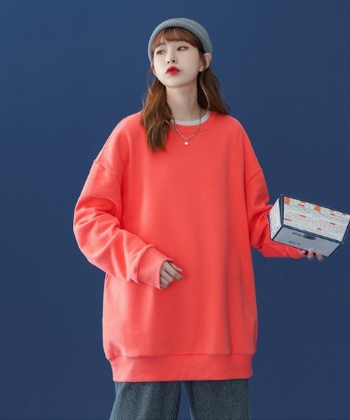 Ressaca（レサーカ）の「オーバーサイズ プルオーバー ビッグスウェットトレーナー（スウェット・レディース・ホワイト/ブラック/パープル/グレー/レッド/サックスブルー/ピンク/ブルー/グリーン/ライトベージュ/チャコール・M/L/XL）」の21枚目の写真