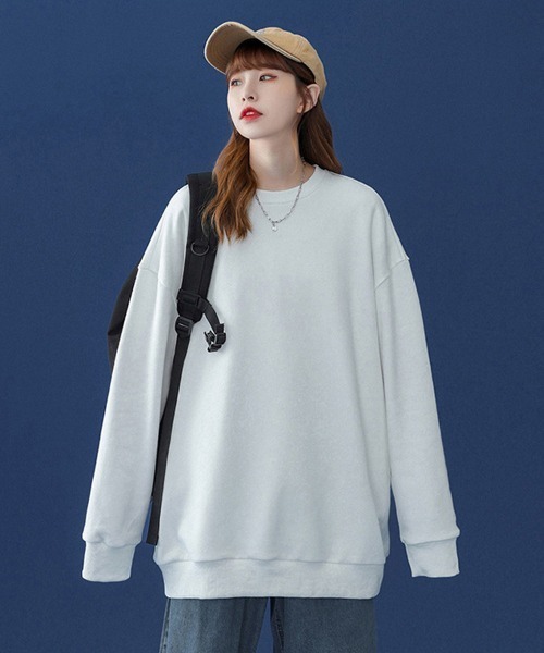 Ressaca（レサーカ）の「オーバーサイズ プルオーバー ビッグスウェットトレーナー（スウェット・レディース・ホワイト/ブラック/パープル/グレー/レッド/サックスブルー/ピンク/ブルー/グリーン/ライトベージュ/チャコール・M/L/XL）」の14枚目の写真