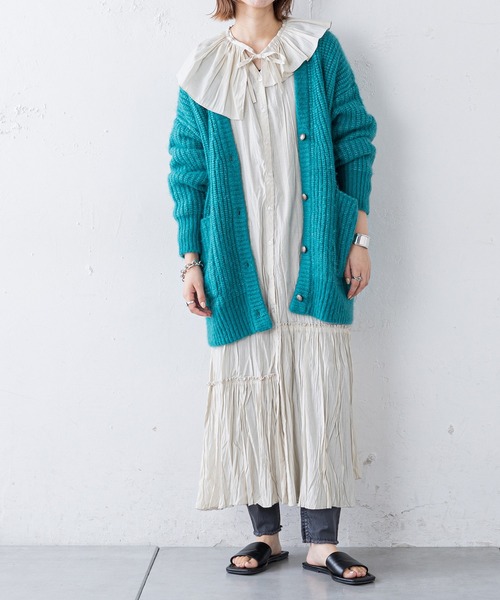 CIAOPANIC TYPY（チャオパニックティピー）の「【付け襟付き】ワッシャーワンピース（ワンピース・レディース・アイボリー/ブラック/イエロー・ONE SIZE）」の5枚目の写真