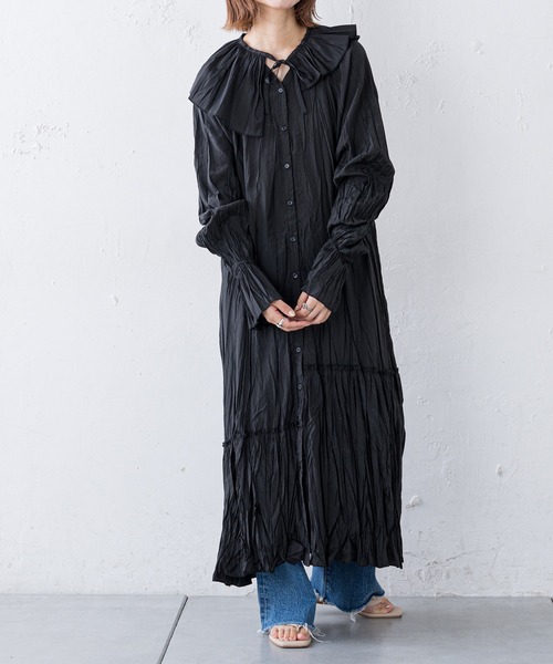 CIAOPANIC TYPY（チャオパニックティピー）の「【付け襟付き】ワッシャーワンピース（ワンピース・レディース・アイボリー/ブラック/イエロー・ONE SIZE）」の11枚目の写真