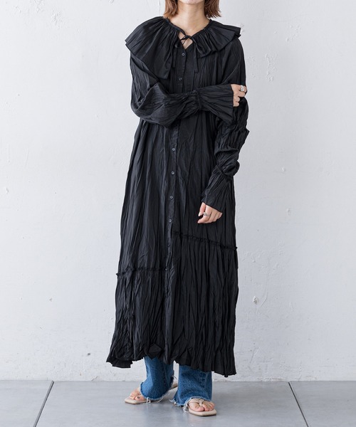 CIAOPANIC TYPY（チャオパニックティピー）の「【付け襟付き】ワッシャーワンピース（ワンピース・レディース・アイボリー/ブラック/イエロー・ONE SIZE）」の12枚目の写真