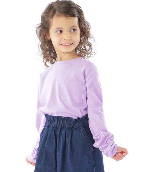 SHIPS（シップス）の「【WEB限定】SHIPS KIDS:100～160cm / ＜家族おそろい＞SHIPS マイクロロゴ ロングスリーブ TEE（Tシャツ/カットソー・キッズ・ホワイト/ブラック/ライトグリーン/ネイビー/キャメル/ピンク/ラベンダー/ホワイト系・100/110/120/130/S/145/M/160）」の6枚目の写真