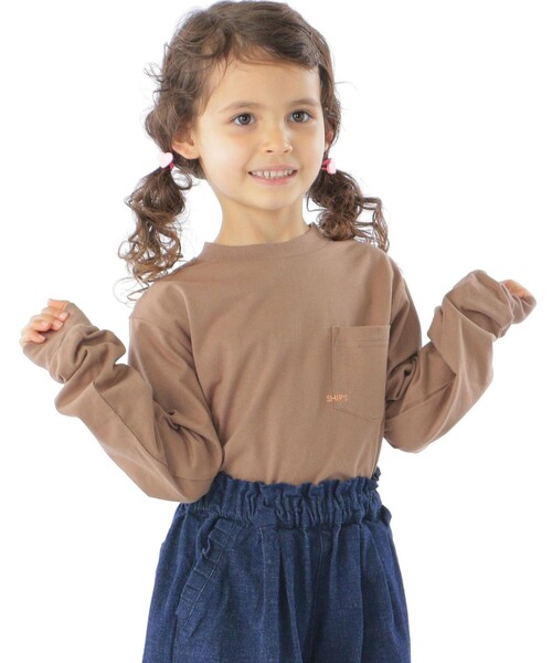 SHIPS（シップス）の「【WEB限定】SHIPS KIDS:100～160cm / ＜家族おそろい＞SHIPS マイクロロゴ ロングスリーブ TEE（Tシャツ/カットソー・キッズ・ホワイト/ブラック/ライトグリーン/ネイビー/キャメル/ピンク/ラベンダー/ホワイト系・100/110/120/130/S/145/M/160）」の7枚目の写真