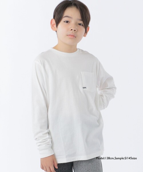 SHIPS（シップス）の「【WEB限定】SHIPS KIDS:100～160cm / ＜家族おそろい＞SHIPS マイクロロゴ ロングスリーブ TEE（Tシャツ/カットソー・キッズ・ホワイト/ブラック/ライトグリーン/ネイビー/キャメル/ピンク/ラベンダー/ホワイト系・100/110/120/130/S/145/M/160）」の10枚目の写真