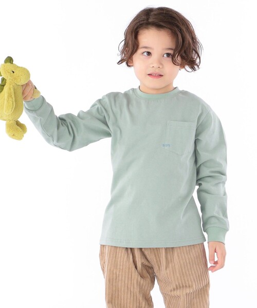 SHIPS（シップス）の「【WEB限定】SHIPS KIDS:100～160cm / ＜家族おそろい＞SHIPS マイクロロゴ ロングスリーブ TEE（Tシャツ/カットソー・キッズ・ホワイト/ブラック/ライトグリーン/ネイビー/キャメル/ピンク/ラベンダー/ホワイト系・100/110/120/130/S/145/M/160）」の9枚目の写真