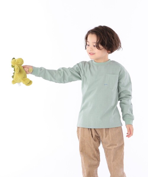 SHIPS（シップス）の「【WEB限定】SHIPS KIDS:100～160cm / ＜家族おそろい＞SHIPS マイクロロゴ ロングスリーブ TEE（Tシャツ/カットソー・キッズ・ホワイト/ブラック/ライトグリーン/ネイビー/キャメル/ピンク/ラベンダー/ホワイト系・100/110/120/130/S/145/M/160）」の10枚目の写真