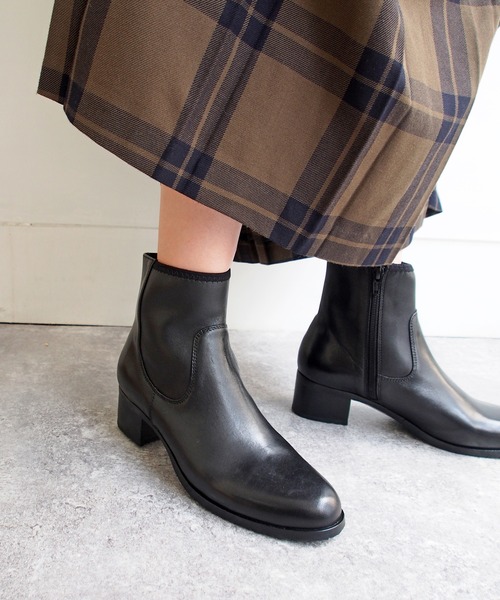 あしながおじさん（アシナガオジサン）の「ストレッチプレーンブーツ　-2410101（ブーツ・レディース・グレー/ブラック・24.5cm/23.0cm/24.0cm/22.5cm/23.5cm）」の2枚目の写真