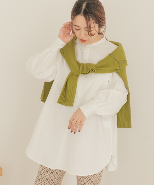 ITEMS URBANRESEARCH（アイテムズ アーバンリサーチ）の「ヒヨクシャツチュニック（シャツ/ブラウス・レディース・ブラック/オフホワイト/カーキ・FREE）」の2枚目の写真