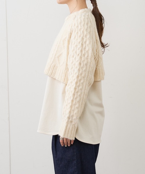 PUAL CE CIN（ピュアルセシン）の「ケーブル編みニット×カットソーセット（アンサンブル・レディース・アイボリー/グレー/ブルー・FREE）」の21枚目の写真