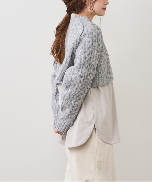 PUAL CE CIN（ピュアルセシン）の「ケーブル編みニット×カットソーセット（アンサンブル・レディース・アイボリー/グレー/ブルー・FREE）」の16枚目の写真