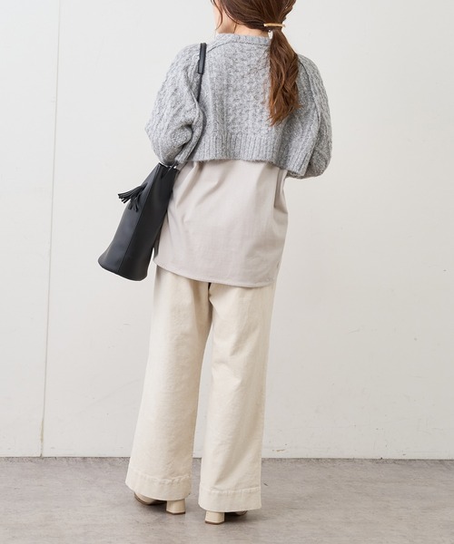 PUAL CE CIN（ピュアルセシン）の「ケーブル編みニット×カットソーセット（アンサンブル・レディース・アイボリー/グレー/ブルー・FREE）」の17枚目の写真