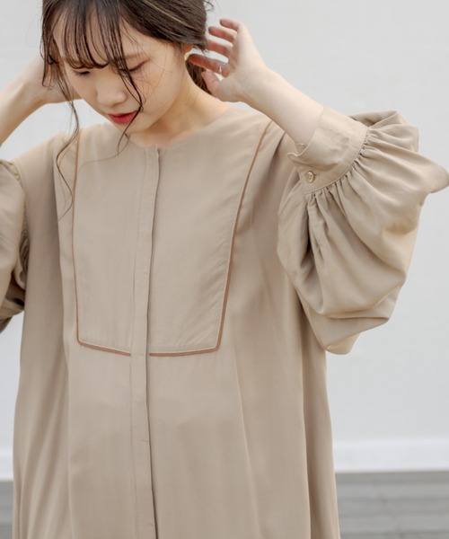 PUAL CE CIN(ピュアルセシン)の「【WEB限定】袖ボリュームワンピース(ワンピース・レディース・チャコールグレー/ブラック/ベージュ・FREE)」の1枚目の写真