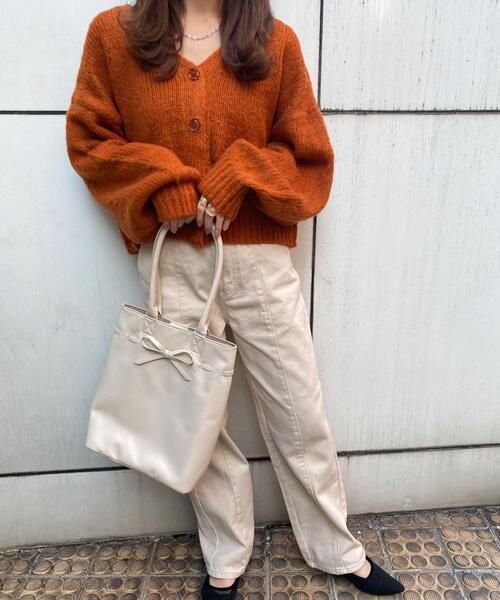 INGNI(イング)の「モヘアタッチ畦ショートニットカーディガン(カーディガン/ボレロ・レディース・ブルー/アイボリー/イエロー系3/グリーン/オレンジ/ブラック/レッド/ピンク・M)」の17枚目の写真