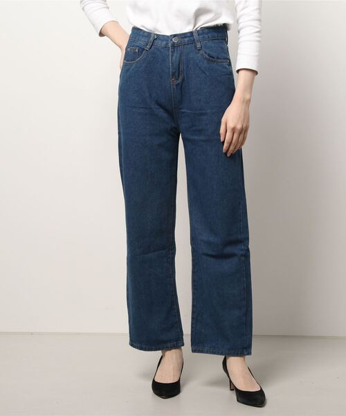 Lace Ladies(レースレディース)の「デニムパンツ ワイドレッグ モップパンツ(デニムパンツ・レディース・ブルー/ダークグレー/ネイビー/ブラック・S/L/M/XL)」の3枚目の写真