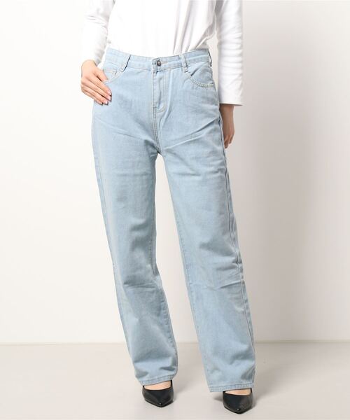 Lace Ladies(レースレディース)の「デニムパンツ ワイドレッグ モップパンツ(デニムパンツ・レディース・ブルー/ダークグレー/ネイビー/ブラック・S/L/M/XL)」の4枚目の写真