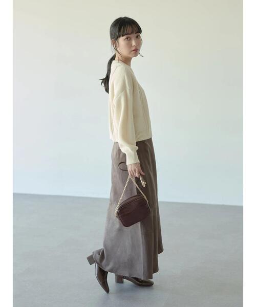 earth music&ecology（アースミュージックアンドエコロジー）の「フェイクスエード切替えスカート＊（スカート・レディース・ブラウン/グレイッシュベージュ・S/M）」の9枚目の写真