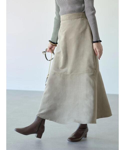 earth music&ecology（アースミュージックアンドエコロジー）の「フェイクスエード切替えスカート＊（スカート・レディース・ブラウン/グレイッシュベージュ・S/M）」の11枚目の写真