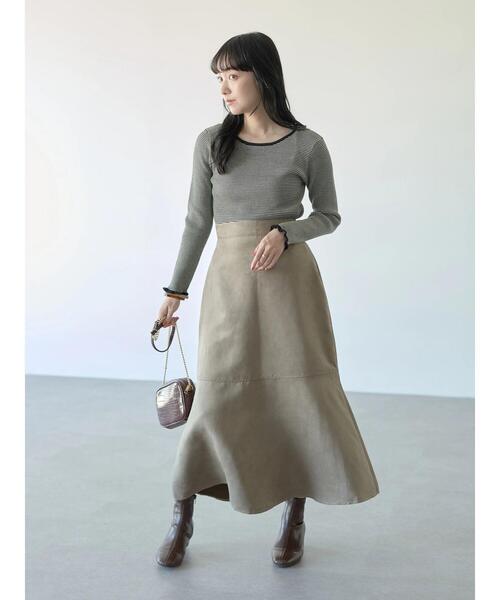 earth music&ecology（アースミュージックアンドエコロジー）の「フェイクスエード切替えスカート＊（スカート・レディース・ブラウン/グレイッシュベージュ・S/M）」の14枚目の写真