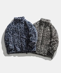 完売品 ウールファー切り替えブルゾン ジャケット 黒✕ヒョウ柄 DIAVEL ブルゾン アウター 新色追加/ヒョウ柄ファーコート