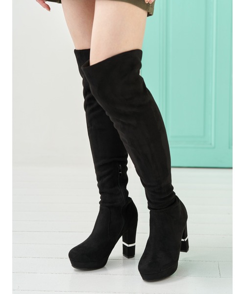 Mafmof(マフモフ) シルバーラインハイヒールニーハイ ブーツ（ブーツ