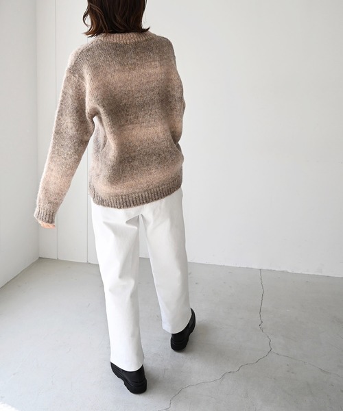 CANAL JEAN（キャナルジーン）の「El mar(エルマール) グラデーションボーダーニット（ニット/セーター・レディース・ベージュ/ブラック・ONE SIZE）」の8枚目の写真