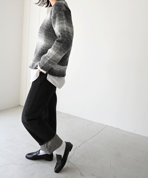 CANAL JEAN（キャナルジーン）の「El mar(エルマール) グラデーションボーダーニット（ニット/セーター・レディース・ベージュ/ブラック・ONE SIZE）」の5枚目の写真