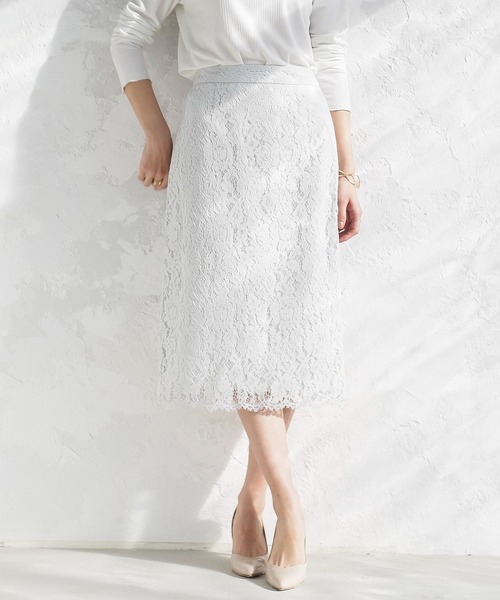 22ss スカラップレースタイトスカート 裏地付き スカート White Joola ホワイトジョーラ のファッション通販 Zozotown