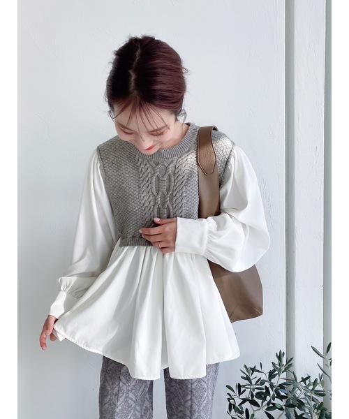 JUMELLE（ジュメロ）の「ドッキングニット（シャツ/ブラウス・レディース・グレー・FREE）」の2枚目の写真