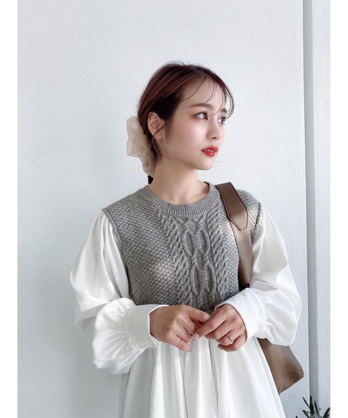 JUMELLE（ジュメロ）の「ドッキングニット（シャツ/ブラウス・レディース・グレー・FREE）」の3枚目の写真