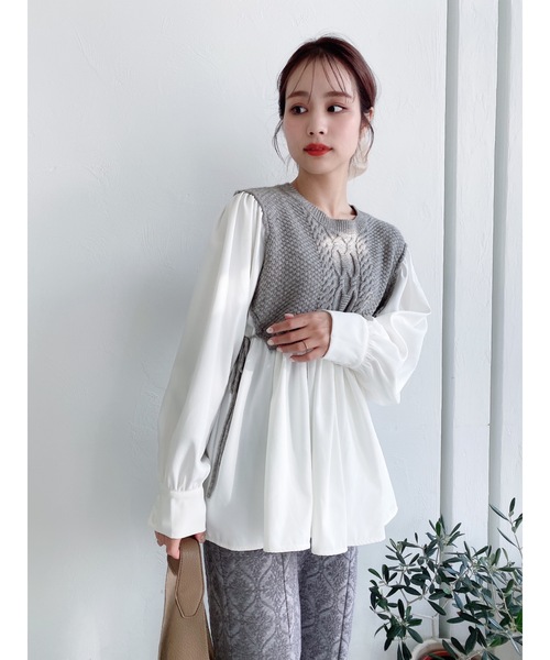 JUMELLE（ジュメロ）の「ドッキングニット（シャツ/ブラウス・レディース・グレー・FREE）」の5枚目の写真