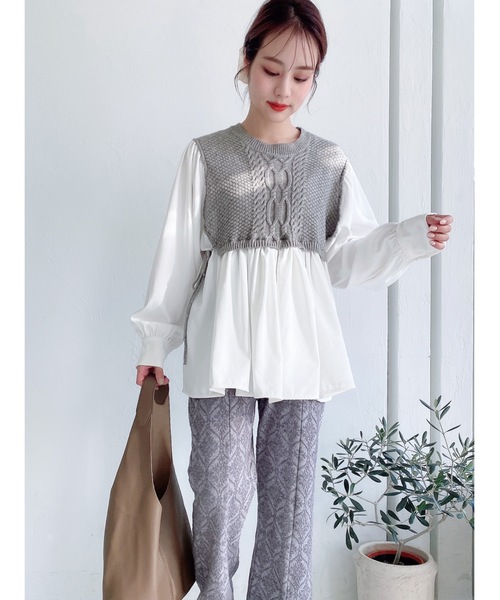 JUMELLE（ジュメロ）の「ドッキングニット（シャツ/ブラウス・レディース・グレー・FREE）」の6枚目の写真