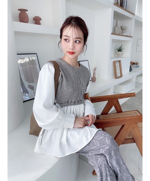 JUMELLE（ジュメロ）の「ドッキングニット（シャツ/ブラウス・レディース・グレー・FREE）」の8枚目の写真