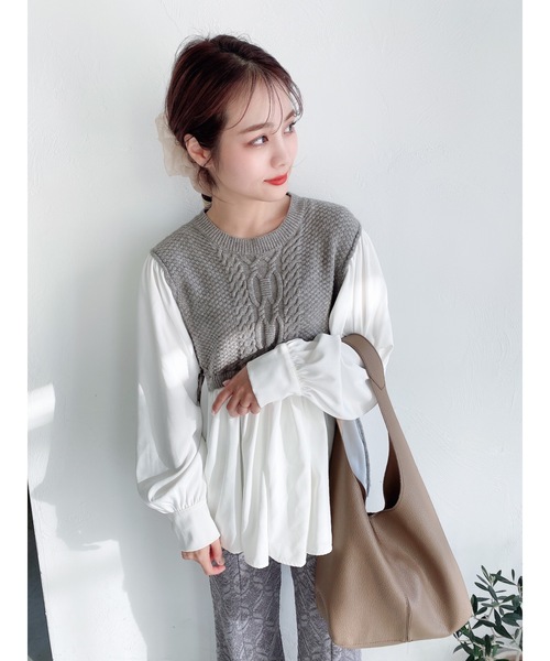 JUMELLE（ジュメロ）の「ドッキングニット（シャツ/ブラウス・レディース・グレー・FREE）」の10枚目の写真