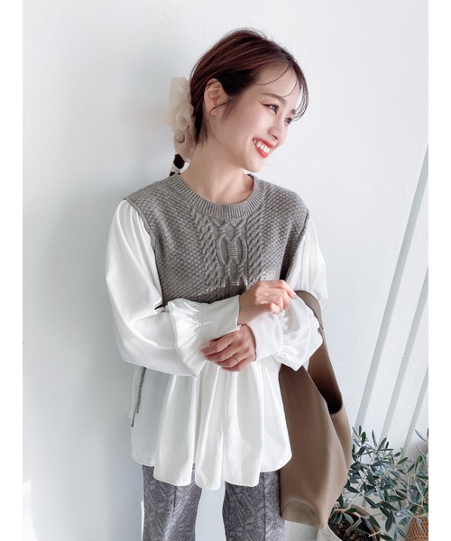 JUMELLE（ジュメロ）の「ドッキングニット（シャツ/ブラウス・レディース・グレー・FREE）」の14枚目の写真