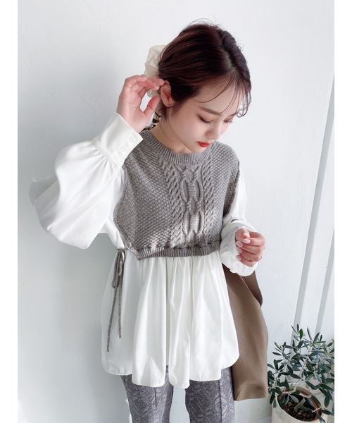 JUMELLE（ジュメロ）の「ドッキングニット（シャツ/ブラウス・レディース・グレー・FREE）」の15枚目の写真