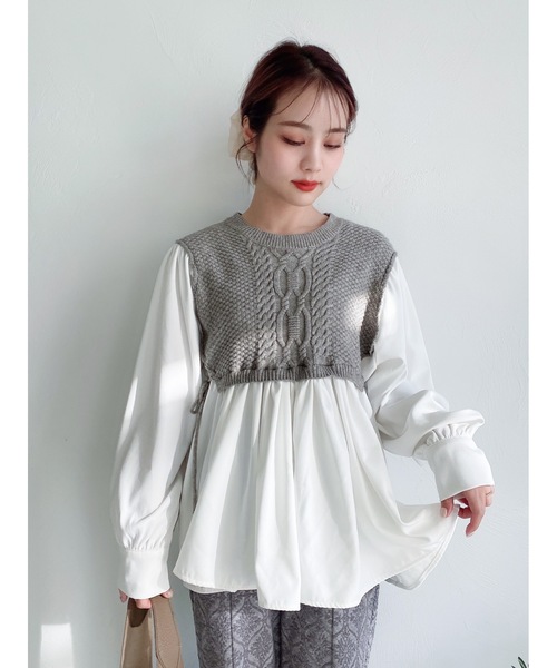 JUMELLE（ジュメロ）の「ドッキングニット（シャツ/ブラウス・レディース・グレー・FREE）」の16枚目の写真