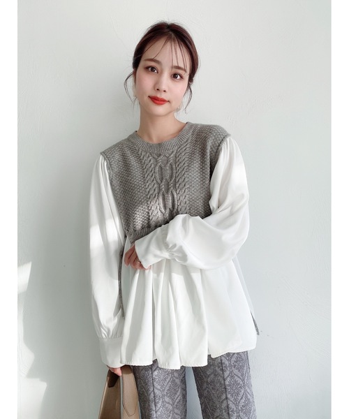 JUMELLE（ジュメロ）の「ドッキングニット（シャツ/ブラウス・レディース・グレー・FREE）」の18枚目の写真