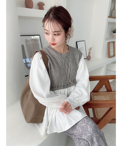 JUMELLE（ジュメロ）の「ドッキングニット（シャツ/ブラウス・レディース・グレー・FREE）」の20枚目の写真