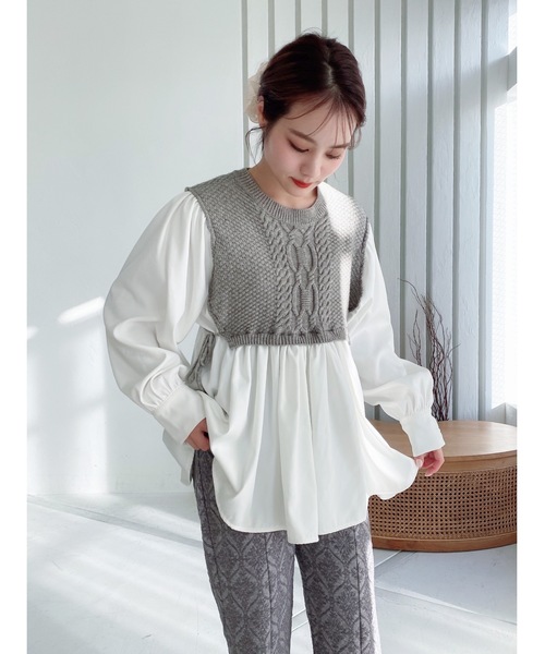 JUMELLE（ジュメロ）の「ドッキングニット（シャツ/ブラウス・レディース・グレー・FREE）」の21枚目の写真