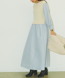 Aunt Marie's | ニットドッキングロングワンピース【低身長向けSサイズ展開有】(ワンピース)