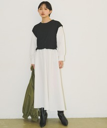 Aunt Marie's | ミニベストドッキングシャツワンピース / 低身長向けSサイズ展開有(ワンピース)